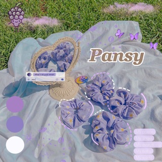 Scrunchies Pansy - Cột tóc dây vải hoa cúc tím @neonchic.vn