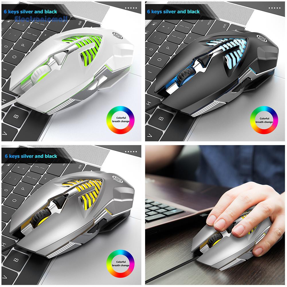 Q1 USB Wired 3200DPI Adjustable Colorful Lighting Desktop Laptop Game Mouse꒪NICE