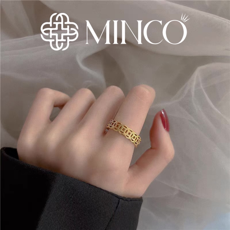 Nhẫn Kim tiền cao cấp Minco Accessories thiết kế đồng xu phong thủy màu vàng dành cho cả nam và nữ NT119