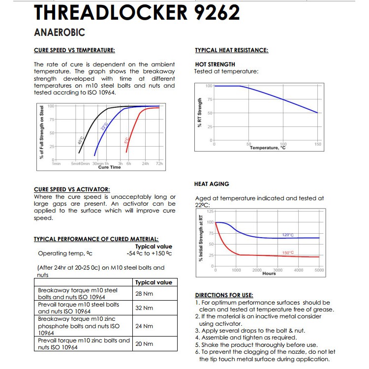 Keo khóa ren, chống tháo ren X'TRASEAL Threadlocker 9262 (Chai 10ml-50ml, Chai vĩ màu đỏ)