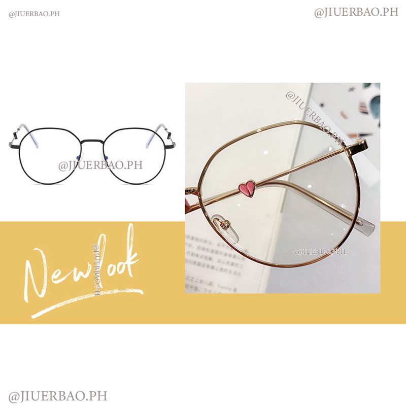 Mắt Kính Gọng Tròn Phong Cách Hàn Quốc Với Lớp 00°-400° Kính Cận Thị Gọng Kim Loại Thiết Kế Hình Trái Tim