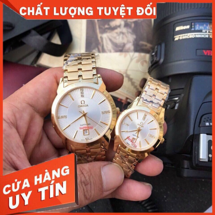 Đồng Hồ Đôi 0mega Sapphire OM037 Case 38mm Máy Pin Nhật Dây Thép 316L