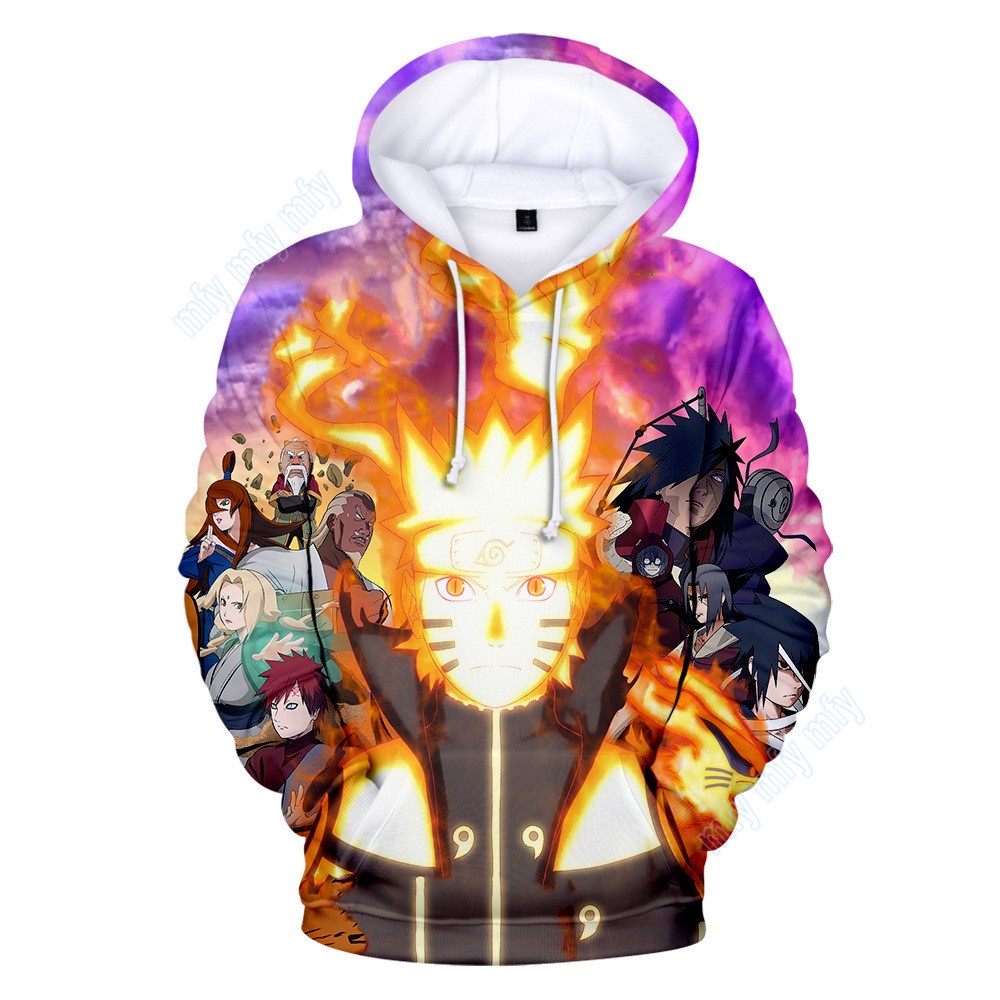 Áo Khoác Hoodie In Hình Naruto Uchiha Sasuke Kakashi Gaara Thời Trang Cho Bé Trai và Bé Gái
