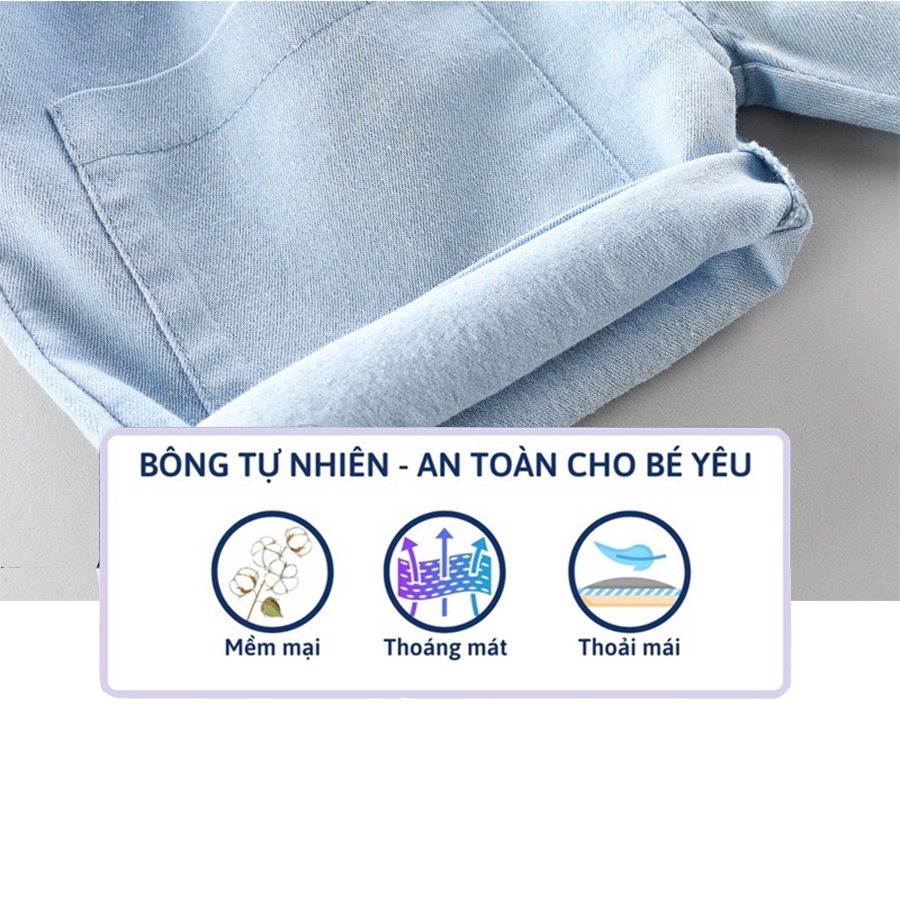 Quần Short Jean Bé Trai KEYER KIDS, Chất Liệu Vải Jeans Thiết Kế 2 Túi Phía Trước Form Rộng Hàn Quốc QT46