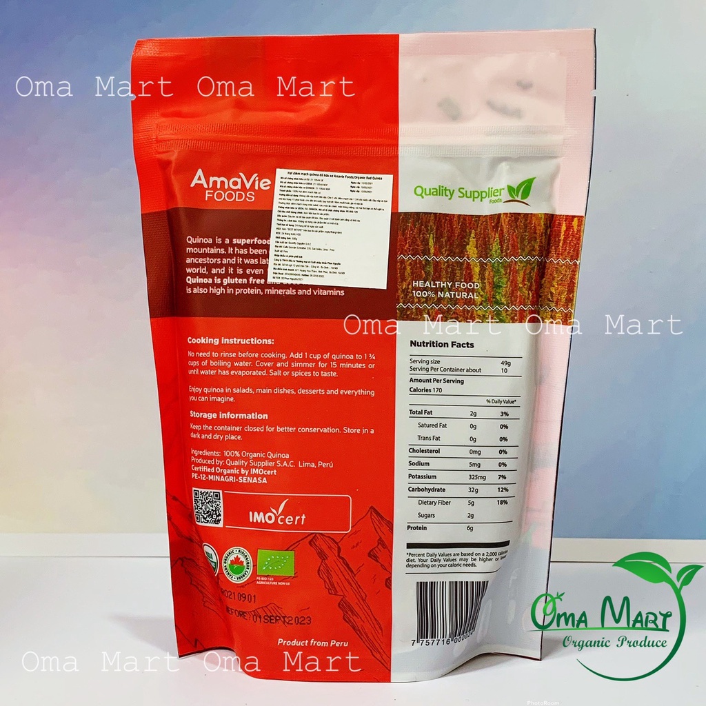 Diêm mạch đỏ hữu cơ Amavie (100g và 500g)