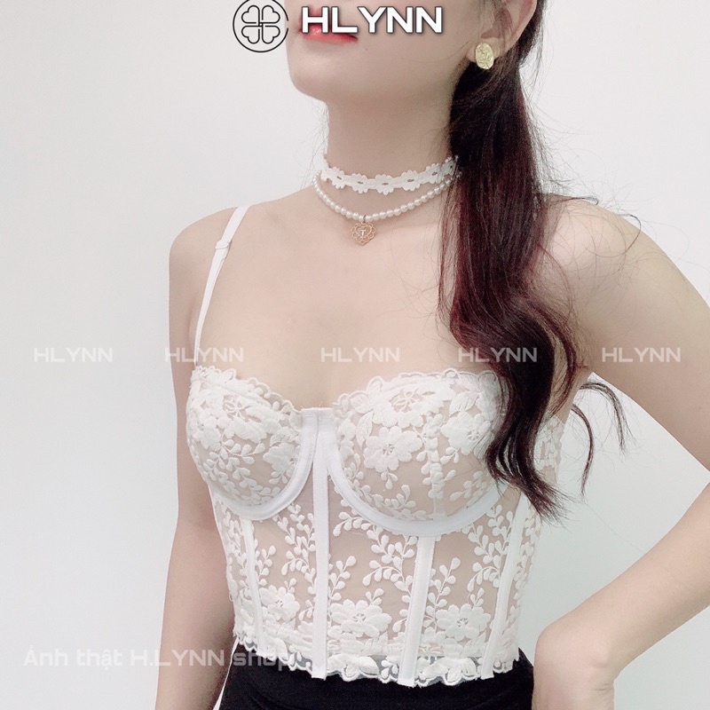 Áo corset ren thêu hoa có gọng mút m153