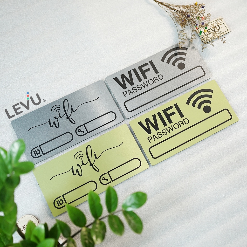 Bảng Wifi decor ghi thông tin wifi bằng nhôm alu cao cấp dán tường trang trí Sbtech 12x24cm