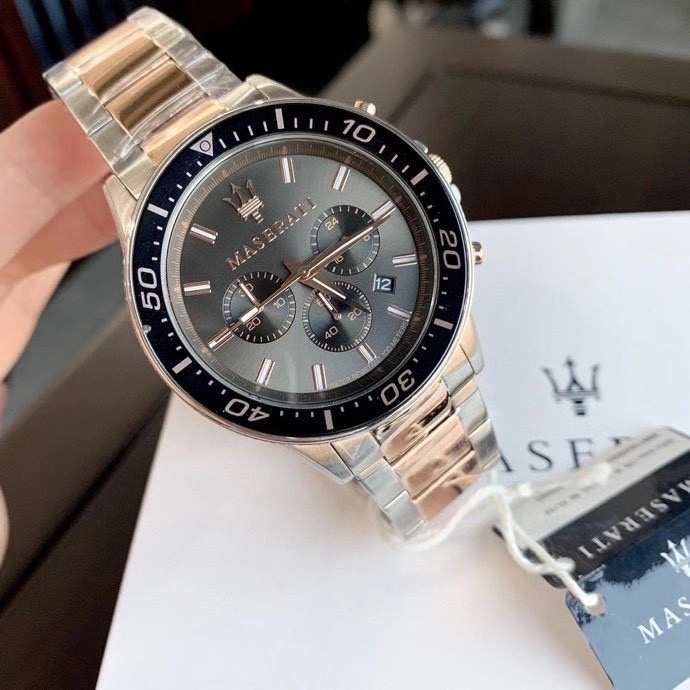 Đồng Hồ Nam Maserati Sfida R8873640002 Dây Thép Màu Demi Vàng Hồng, Máy Quartz - Pin , Size 44mm