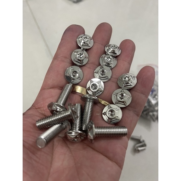 Ốc salaza thái inox 304 8li25 5li15 nhiễn 6li15 5li15 6li20 5 cạnh và đầu thái