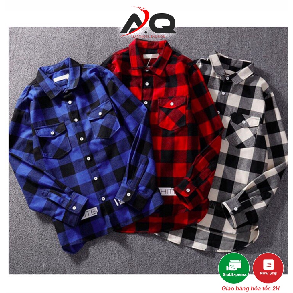 Áo Sơ Mi Caro Flannel Áo Khoác Sơ Mi Caro Flannel Nam Nữ Phong Cách Hàn - QSTORE