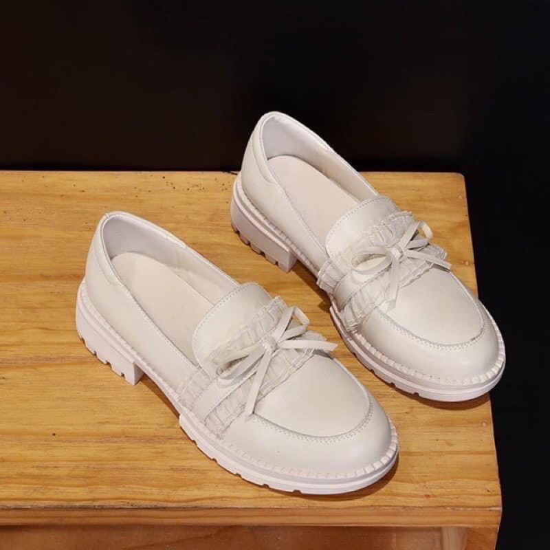 Giày lười oxford Loafer nơ vintage dễ thương ulzzang Hàn Quốc [Yannie]