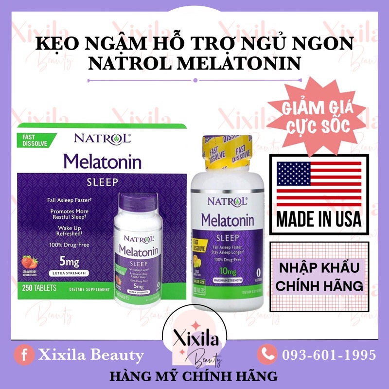 Kẹo ngậm hỗ trợ ngủ ngon Natrol Melatonin Tablets