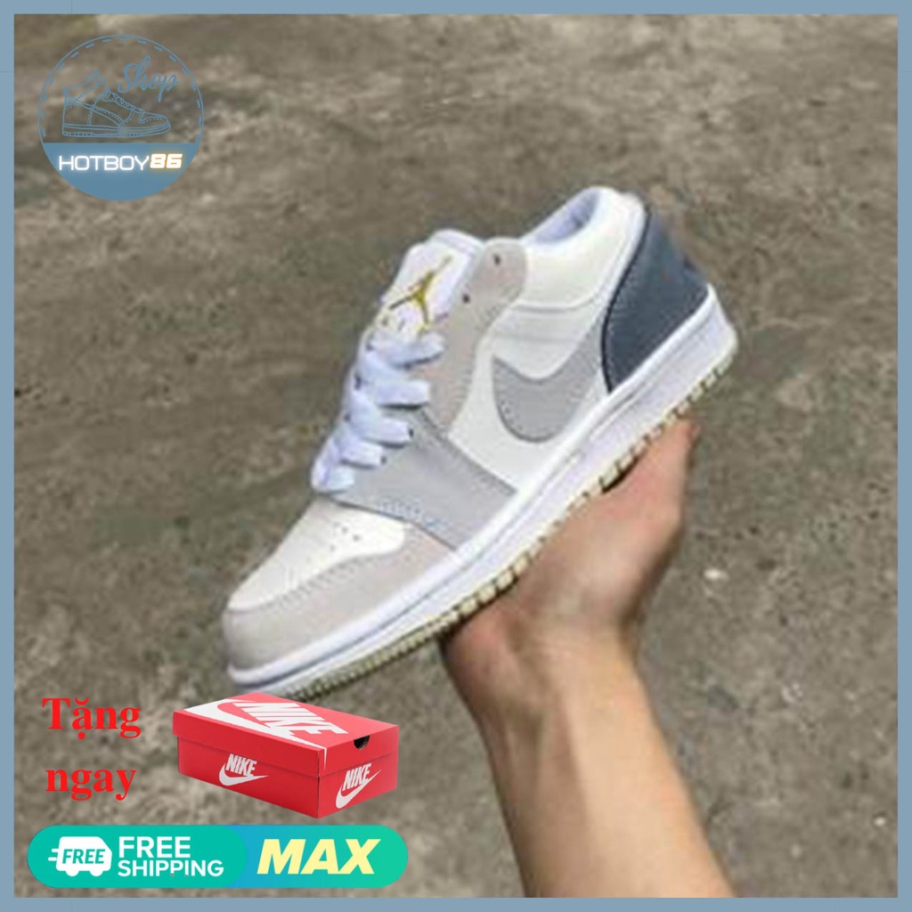 Giày thể thao  jd paris trắng xám gót xanh thấp cổ thời trang nam nữ, / Hotboy86