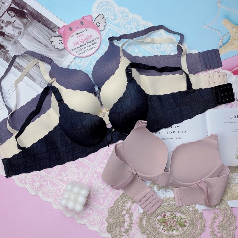 Áo lót, áo ngực su non đính nơ cao cấp, quả vát nâng ngực tròn đầy, chất liệu su mềm mại