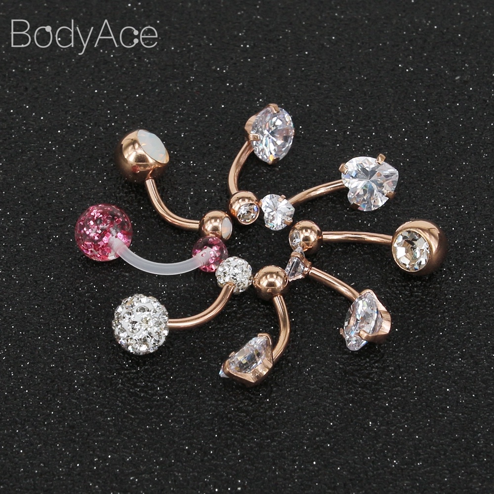 Bộ Khuyên Rốn Bằng Thép Không Gỉ Hình Số 8