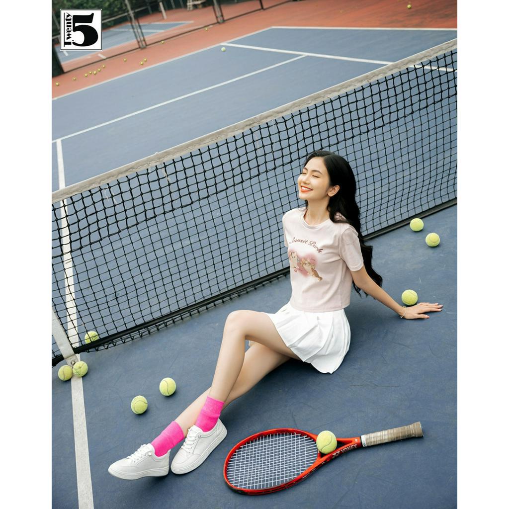Áo thun nữ dáng ôm croptop co dãn in hình chú mèo nhỏ Twentyfive 4676