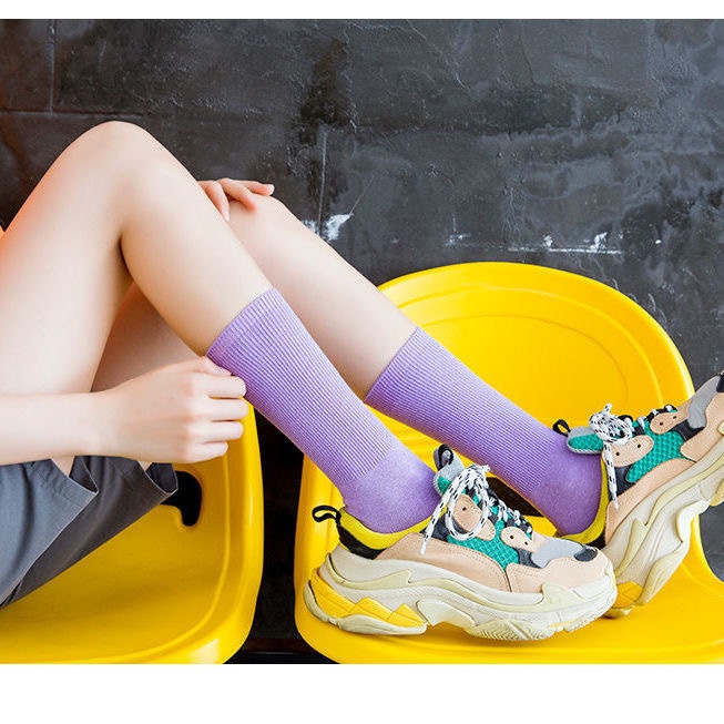 Tất nữ nhún cổ cao phong cách vintage hàn quốc nhiều màu Vớ nữ nhún cổ cao TẤT NHÚN S1 [ MÃ  A506 ]