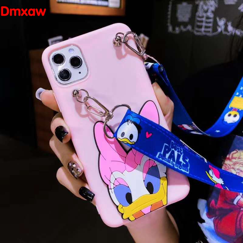 DISNEY Ốp Điện Thoại Mềm In Hình Mickey Minnie Daisy Donald Có Dây Đeo Cho Samsung Galaxy S10 S9 S8 Plus S7