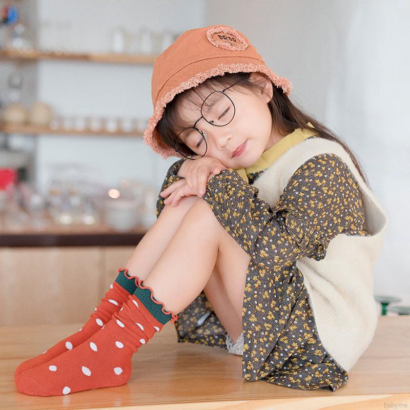 Vớ cotton dài giữ ấm họa tiết kẻ sọc duyên dáng dành cho bé gái