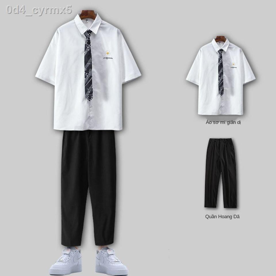 dk đồng phục học sinh cung cấp áo sơ mi trắng thêu cơ bản nam mùa hè ngắn tay jk cặp đôi đại phong cách lớp