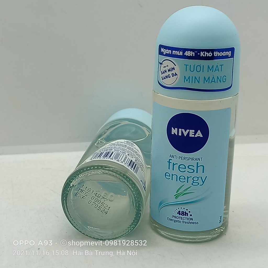 Lăn khử mùi Nivea khô thoáng Fresh energy cho nữ lọ 50ml