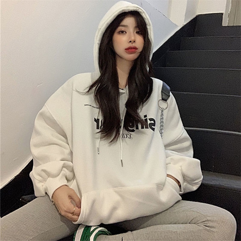 Áo Hoodie dáng rộng phong cách Hàn Quốc thời trang thu đông 2021