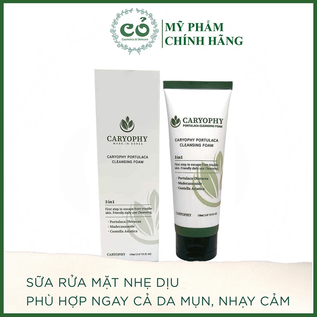 Sữa Rửa Mặt Giảm Mụn, Kiềm Dầu Caryophy Portulaca Foam Cleanser 150ml