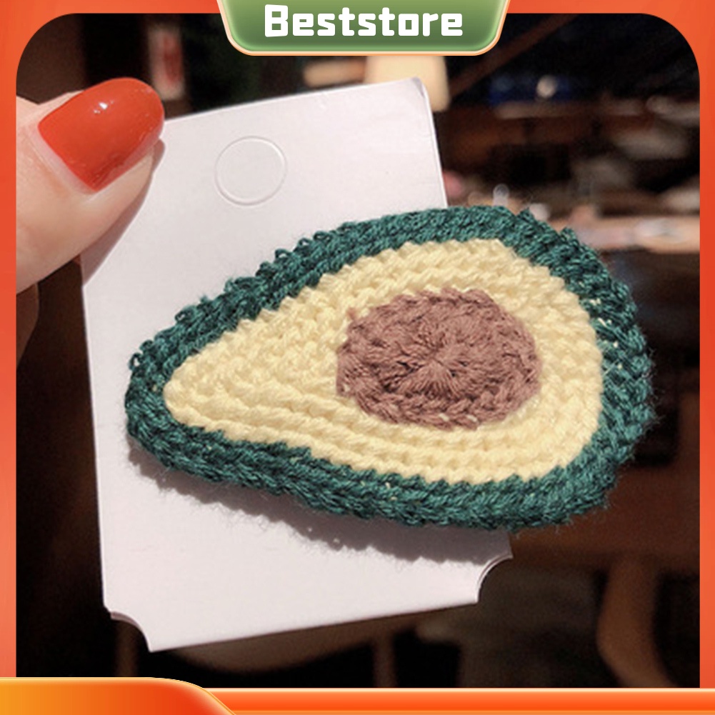 Kẹp Tóc Mái Đan Móc Hình Trái Cây Mùa Đông Dâu Dưa Hấu D