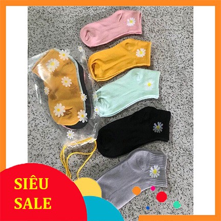 Tất nữ , tất hoa cúc t cổ ngắn phong cách Hàn Quốc họa tiết hoa cúc