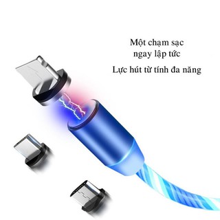 Cáp Sạc Led Từ 3 Đầu Nam Châm Streamer (Combo Gồm 3 Đầu Ss/Ip/S8)