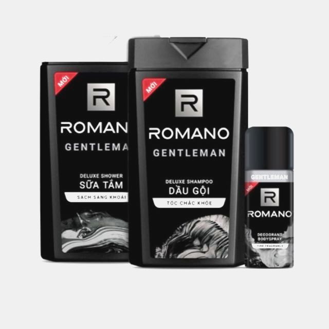 ROMANO GENTLEMAN_ COMBO DẦU GỘI SỮA TẮM 180G VÀ XỊT KHỬ MÙI 150ML.