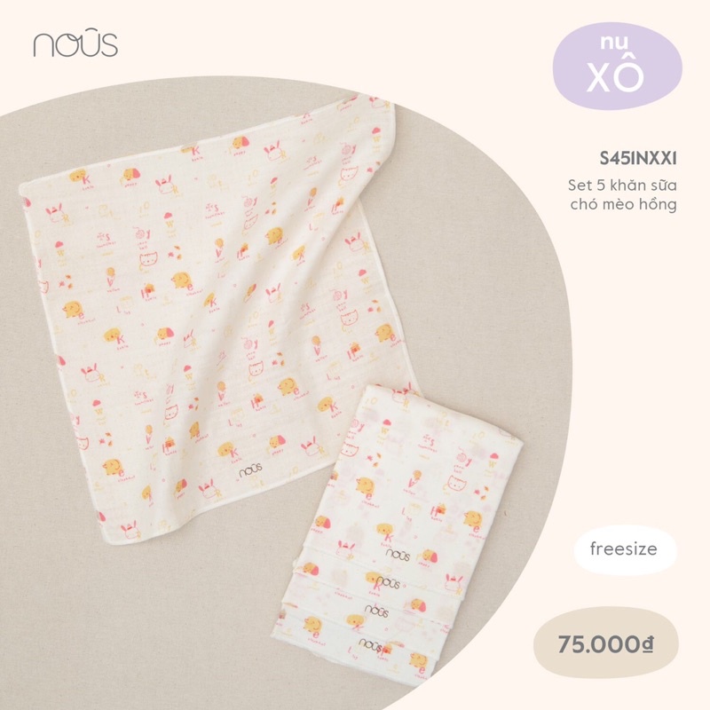 Khăn Sữa Nous Xô, Set 5 Chiếc, Kích Thước 30Cmx30Cm, NOUS