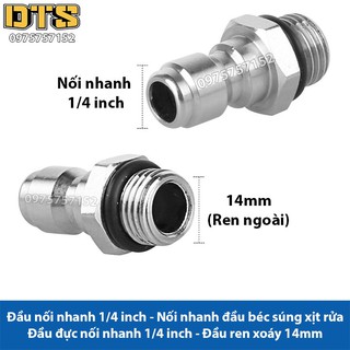 Đầu đực nối nhanh 1/4 inch - Nối súng phun với béc xịt rửa, bình phun bọt tuyết máy xịt rửa áp lực cao