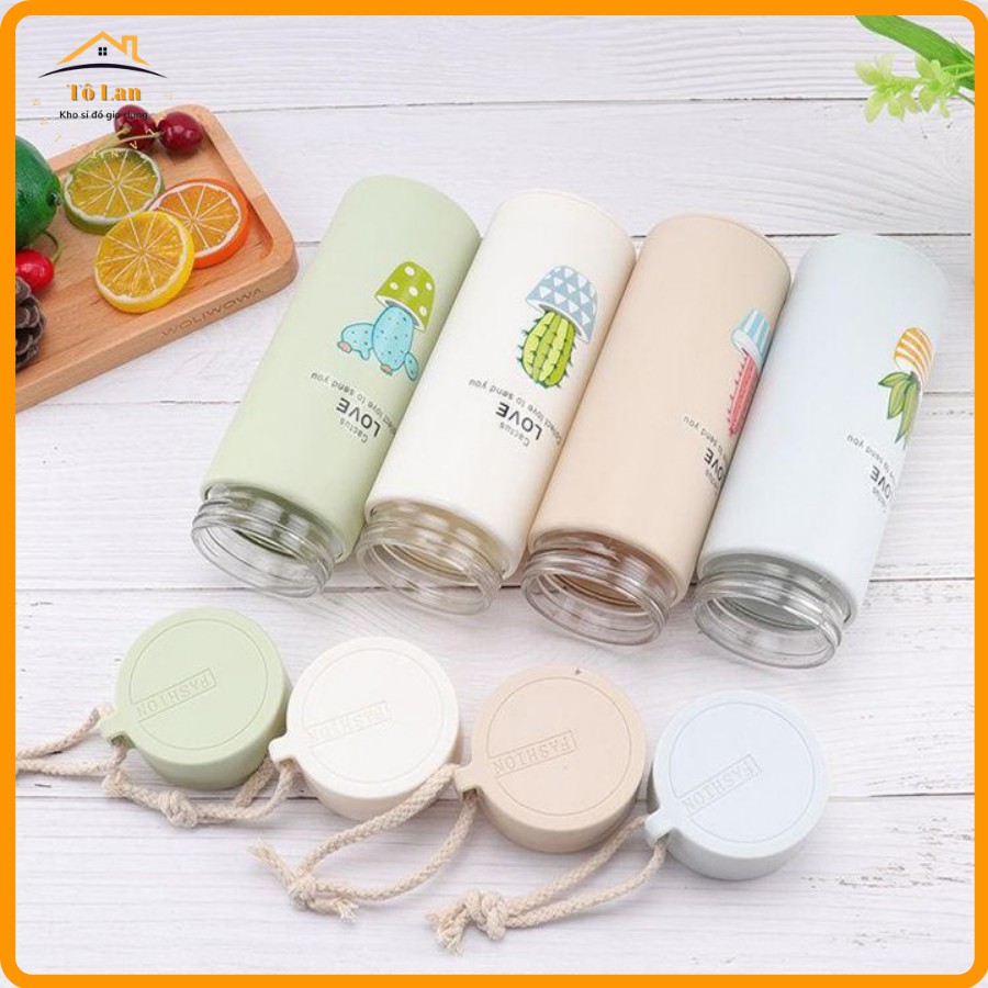 Bình Giữ Nhiệt Vỏ Nhựa Lõi Thủy Tinh / Bình Đựng Nước Xương Rồng 450ml | BigBuy360 - bigbuy360.vn