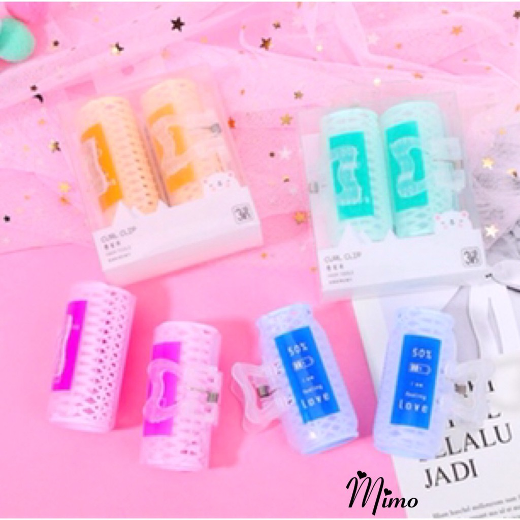 set 2 lô kẹp tóc, Lô cuốn tóc cố định tóc xoăn, cuốn tóc, cụp tóc, xoăn mái phồng mái size lớn nhiều màu sắc