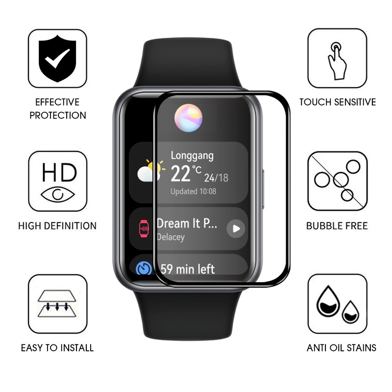 Kính Cường Lực Bảo Vệ Màn Hình Viền Cong Cho Huawei Watch Fit2/Smart