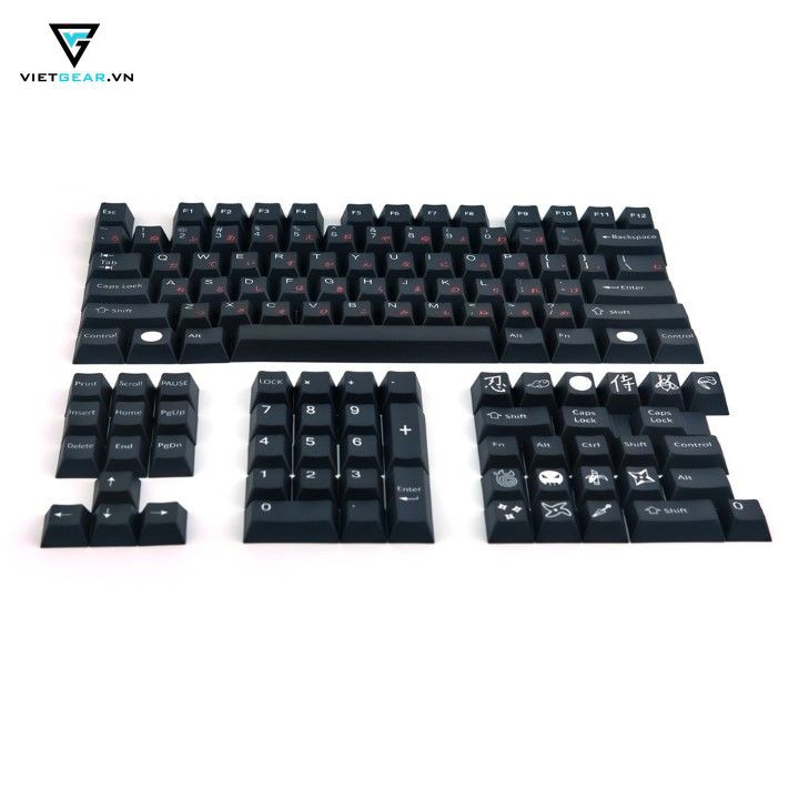 Bộ nút Cherry Black Samurai keycap thick pbt dyesub 128 nút