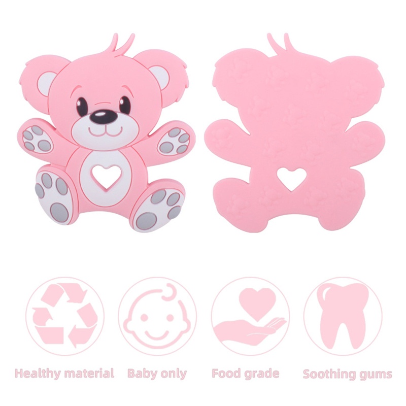 Đồ Chơi Ngậm Nướu Hình Gấu Hoạt Hình Bằng Silicon Phối Chuỗi Hạt Xinh Xắn Dành Cho Bé