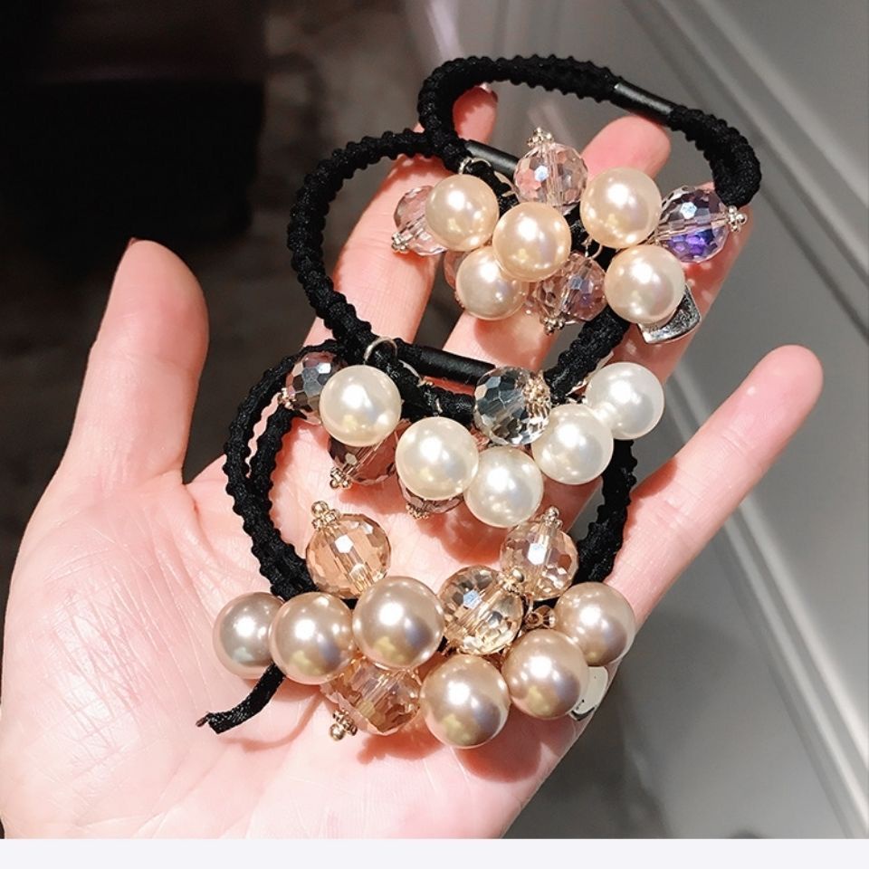 Dây Cột Tóc Đính Ngọc Trai Pha Lê Phong Cách Hàn Quốc Sang Trọng