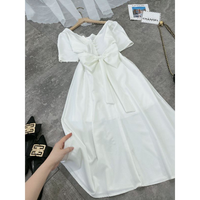 VÁY TRẮNG NGỌC NƠ LƯNG | BigBuy360 - bigbuy360.vn