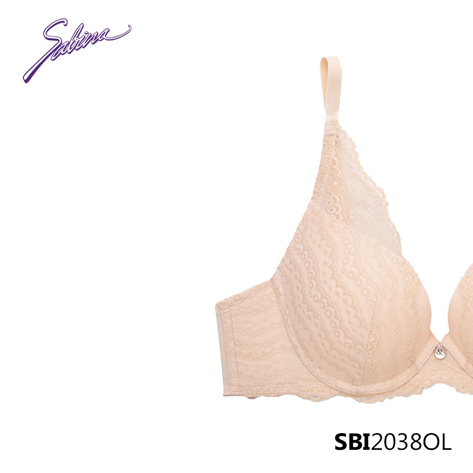 Combo Áo Lót Nâng Ngực Tạo Khe Chữ V Và Quần Đồng Bộ Màu Cam Nhạt Phối Ren Mordern V By Sabina SBI2038OL+SUI2038OL | BigBuy360 - bigbuy360.vn