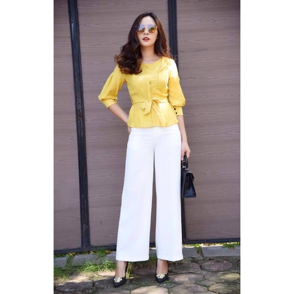 QUẦN ỐNG RỘNG NỮ KHÓA GIỌT LỆ HÔNG CHẤT TUYẾT MƯA  THỜI TRANG BANAMO FASHION 931