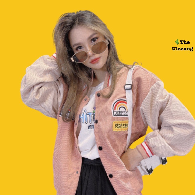 🌵 𝐓𝐡𝐞𝐔𝐥𝐳𝐳𝐚𝐧𝐠 🌵 057 Áo Khoác Kaki Hàng Nhung Gân Thêu Logo Nổi Bomber Unisex