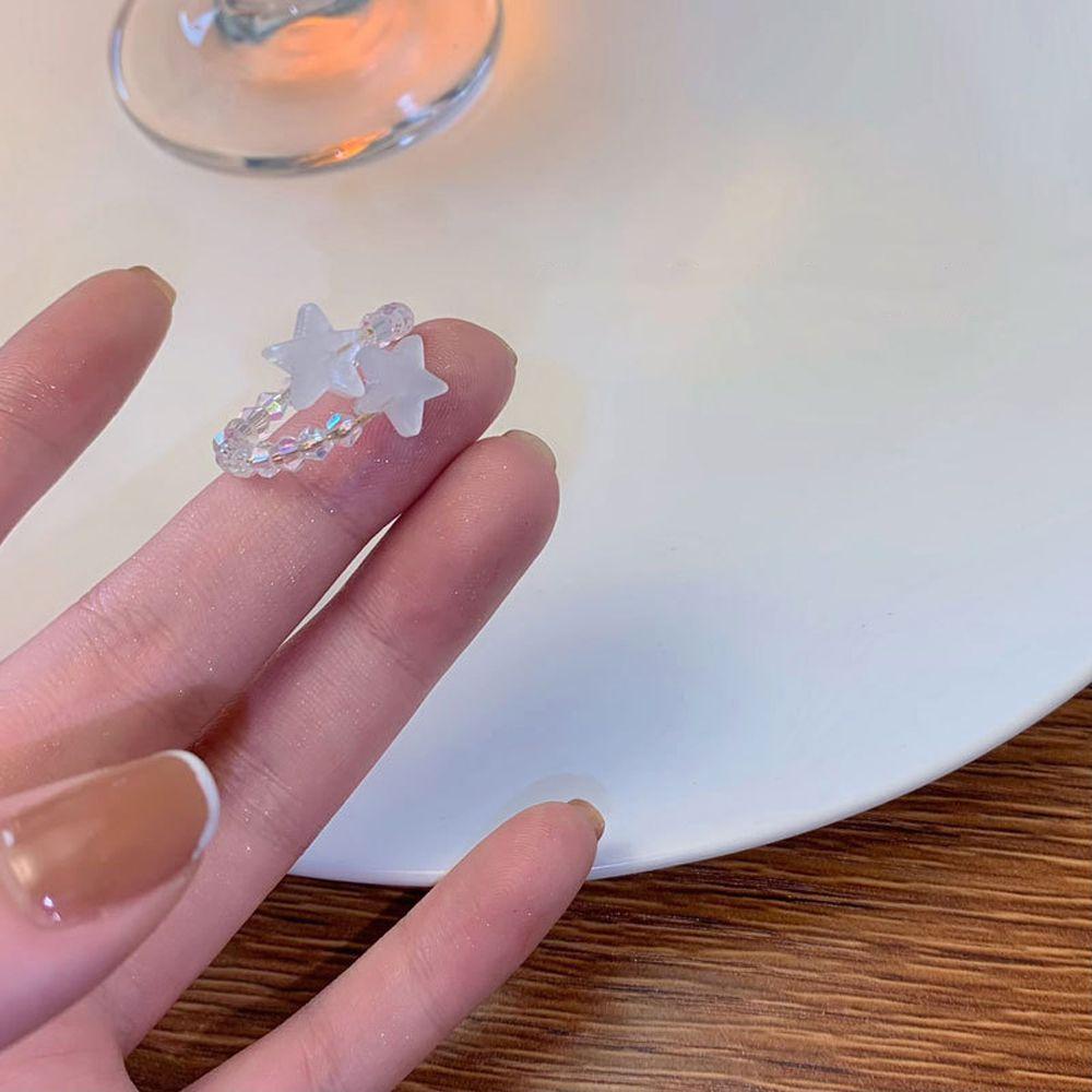 MXGOODS Nhẫn Hở Hình Trăng Sao Bằng Hợp Kim Sáng Tạo Có Thể Điều Chỉnh Cho Nữ