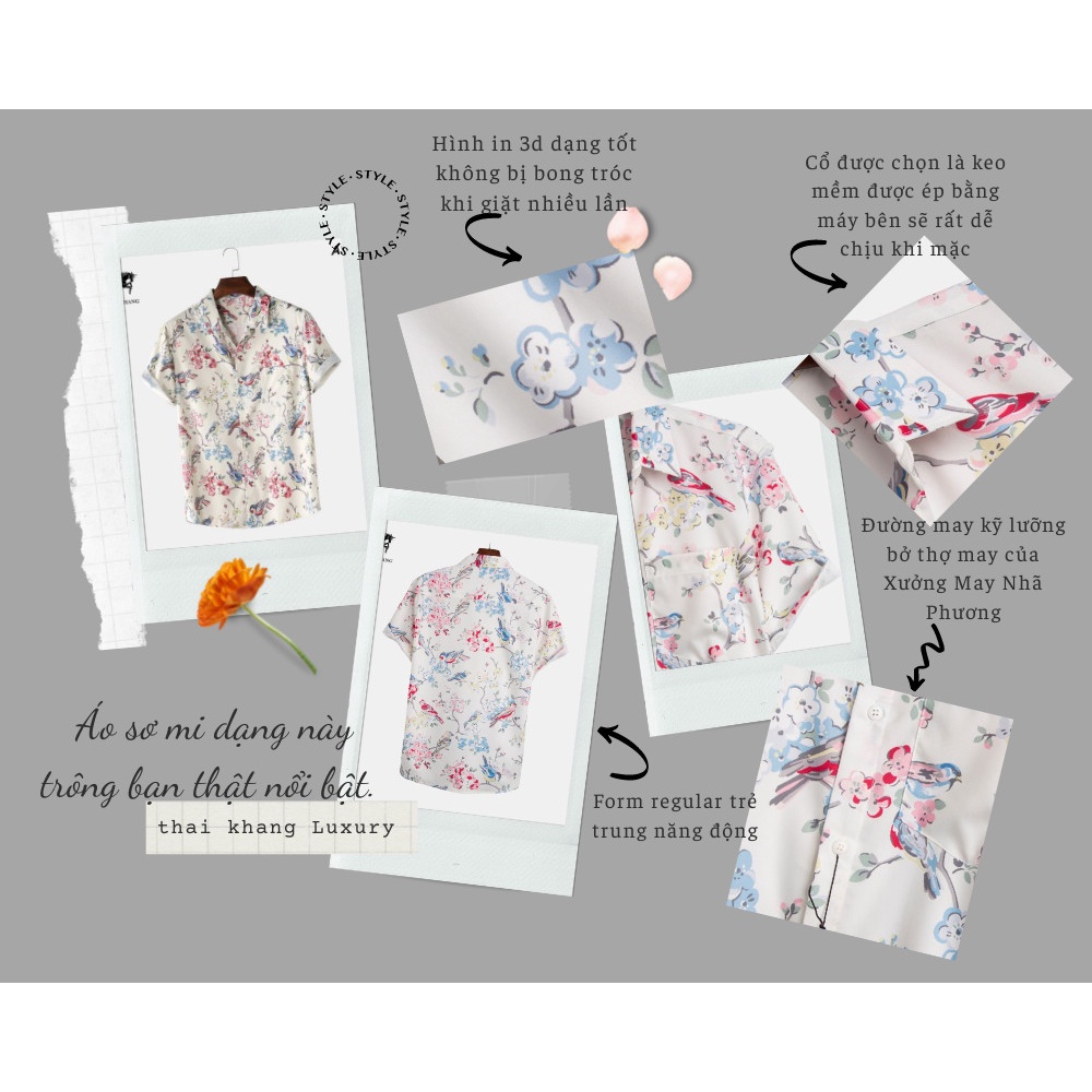 Áo sơ mi nam nữ đi biển vài lụa mềm họa tiết hoa đào mang đi biển áo nhóm mềm mát thấm co giãn