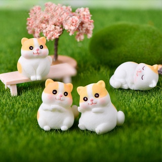 Phụ kiện trang trí tiểu cảnh terrarium mô hình mèo béo cute décor bàn học, chậu cây, sen đá