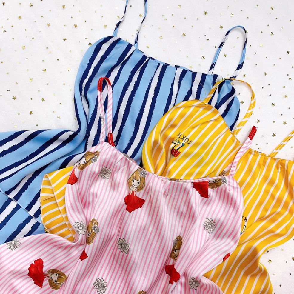 Đồ ngủ sexy 2 dây họa tiết dễ thương chất satin mềm mịn áo có tăng đưa Freesize - ALISA | BigBuy360 - bigbuy360.vn