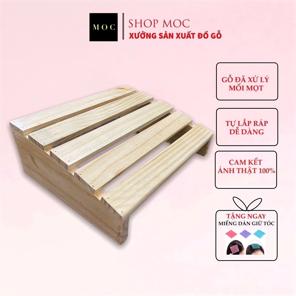 Ghế kê chân kệ gỗ gác chân handmade văn phòng thoải mái bền đẹp chắc chắn bề mặt nhẵn mịn tiện lợi shop Mộc