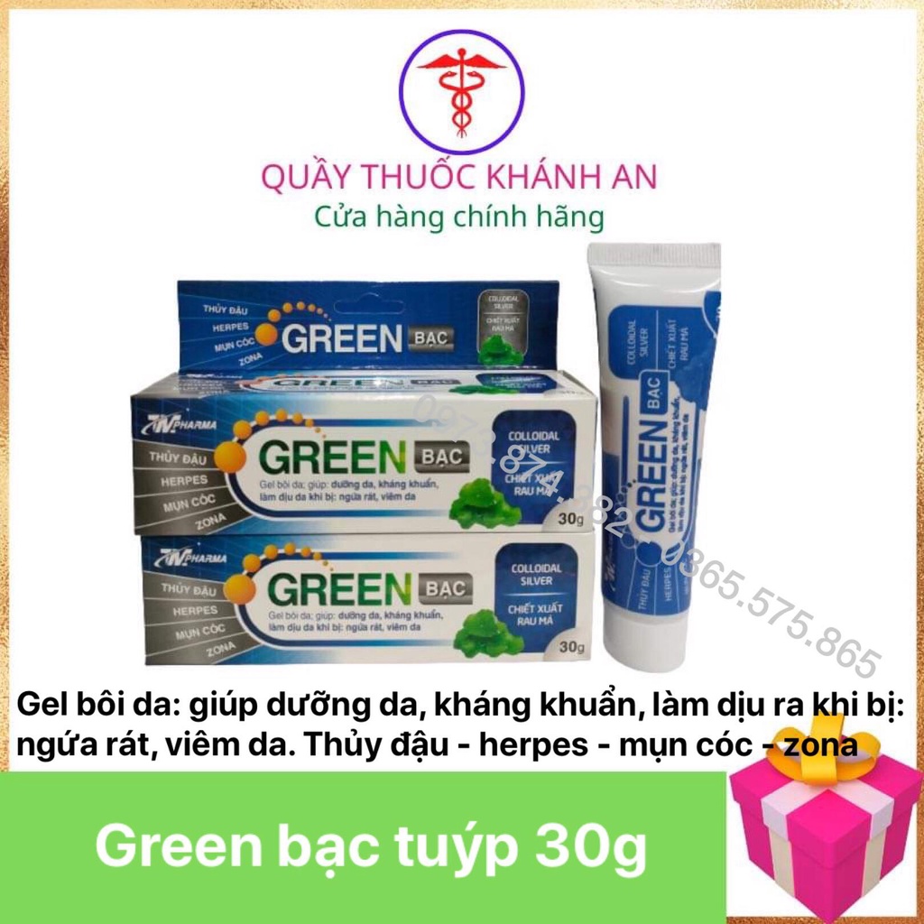 kem bôi thuỷ đậu, zona, mụn cóc , herpes Green Bạc