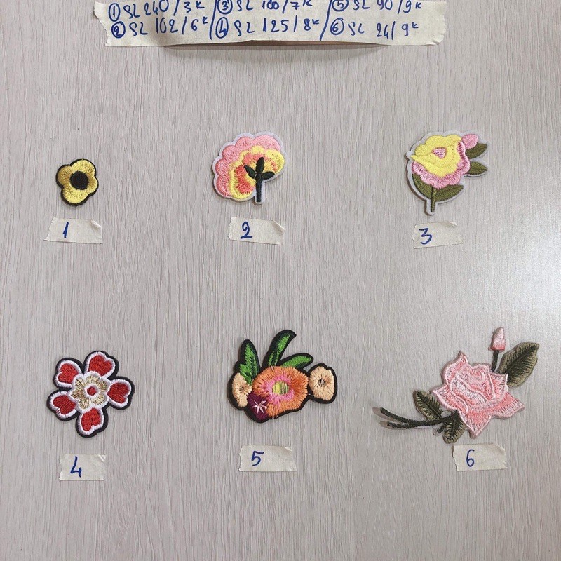 sticker hình ủi vông hoa nhiều màu phụ kiện may mặc trang trí quần áo, handmade,DIY